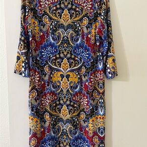 Talbots Multicolor Paisley Long Sleeve Dress VERY COMFORTABLE